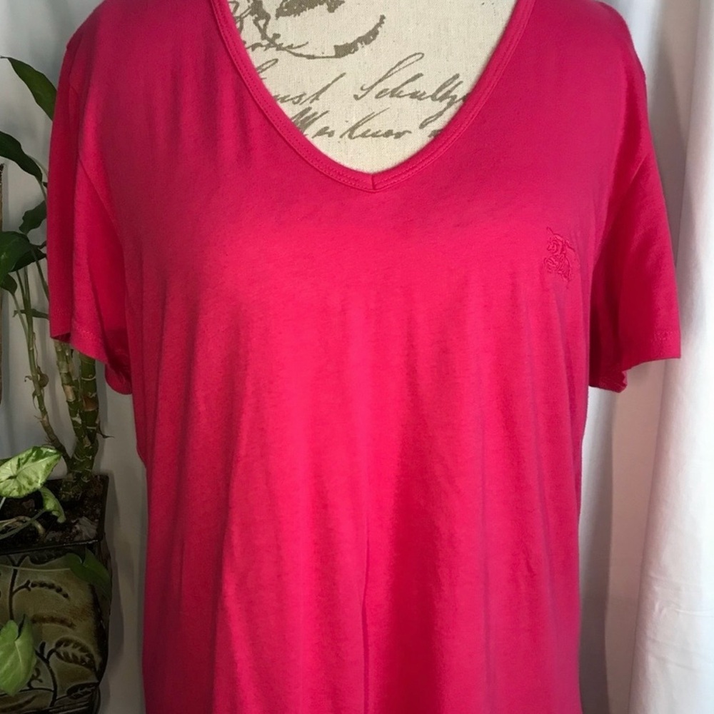 Burberry Fuchsia V-Neck Tee